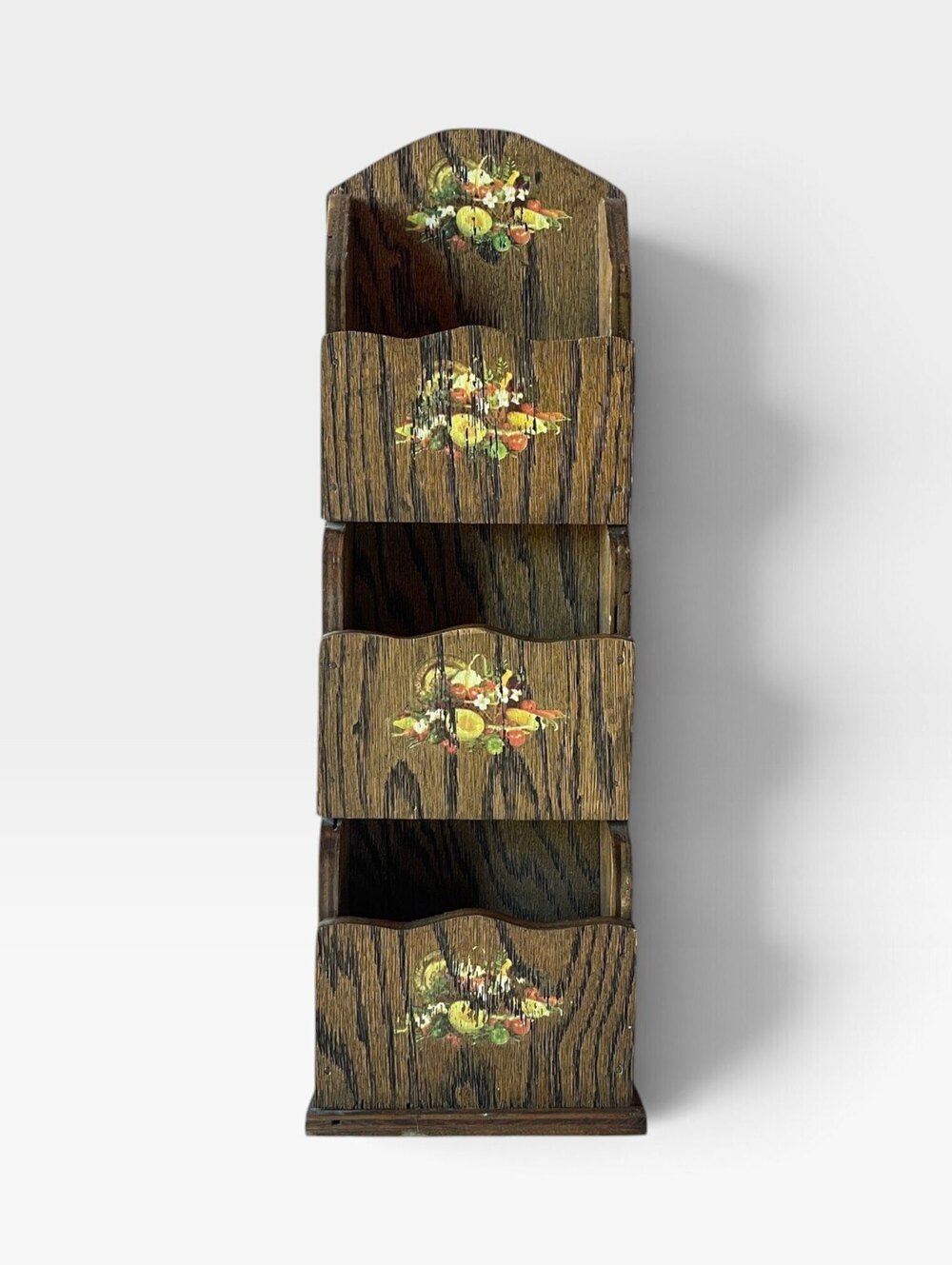 Vintage Cottage Wall Pocket Rack Painted Wood